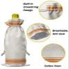 10 Pcs Premium Wine Bottle Gift Bags with Drawstring Orange Stripes Autumn Thanksgiving Theme Reusable Wine Gift Bag for Christmas, Wedding, Birthday,Holiday Party, Housewarming, Home Storage view 4