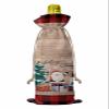 10 Pcs Premium Wine Bottle Gift Bags with Drawstring Stanta Retro Wood Red Lattice Merry Christmas Reusable Wine Gift Bag for Christmas, Wedding, Birthday,Holiday Party, Housewarming, Home Storage view 2