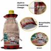 10 Pcs Premium Wine Bottle Gift Bags with Drawstring Stanta Retro Wood Red Lattice Merry Christmas Reusable Wine Gift Bag for Christmas, Wedding, Birthday,Holiday Party, Housewarming, Home Storage view 4