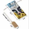 10 Pcs Premium Wine Bottle Gift Bags with Drawstring Barn Idyllic Cow And Sunflower Reusable Wine Gift Bag for Christmas, Wedding, Birthday,Holiday Party, Housewarming, Home Storage view 3