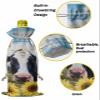 10 Pcs Premium Wine Bottle Gift Bags with Drawstring Barn Idyllic Cow And Sunflower Reusable Wine Gift Bag for Christmas, Wedding, Birthday,Holiday Party, Housewarming, Home Storage view 4