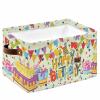 Large Storage Baskets Bins Happy Birthday Collapsible Storage Box Laundry Organizer for Closet Shelf Nursery Kids Bedroom Birthday Cake Balloons Blue view 1