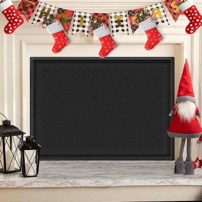 CADARA Fireplace Blocker Blanket Stops Heat Loss, Magnetic Fireplace Draft Stopper, Indoor Fire Place Draft Cover with Hook and Loop Tapes, Cold Air Blocker Save Energy, Black 33" W x 29" H