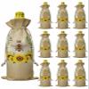 10 Pcs Premium Wine Bottle Gift Bags with Drawstring Sunflower Garland Animal Badge Bee Beehive Reusable Wine Gift Bag for Christmas, Wedding, Birthday,Holiday Party, Housewarming, Home Storage view 1
