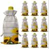 10 Pcs Premium Wine Bottle Gift Bags with Drawstring Farmhouse Sunflower on Rustic Wooden Planks Reusable Wine Gift Bag for Christmas, Wedding, Birthday,Holiday Party, Housewarming, Home Storage view 1
