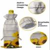 10 Pcs Premium Wine Bottle Gift Bags with Drawstring Farmhouse Sunflower on Rustic Wooden Planks Reusable Wine Gift Bag for Christmas, Wedding, Birthday,Holiday Party, Housewarming, Home Storage view 4