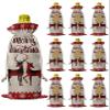 10 Pcs Premium Wine Bottle Gift Bags with Drawstring Xmas Reindeer Snowflake Merry Christmas Reusable Wine Gift Bag for Christmas, Wedding, Birthday,Holiday Party, Housewarming, Home Storage view 1