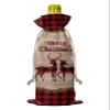 10 Pcs Premium Wine Bottle Gift Bags with Drawstring Xmas Buffalo Check Reindeer Snowflake Merry Christmas Reusable Wine Gift Bag for Christmas, Wedding,Holiday Party, Housewarming, Home Storage view 2