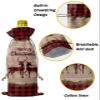 10 Pcs Premium Wine Bottle Gift Bags with Drawstring Xmas Buffalo Check Reindeer Snowflake Merry Christmas Reusable Wine Gift Bag for Christmas, Wedding,Holiday Party, Housewarming, Home Storage view 4