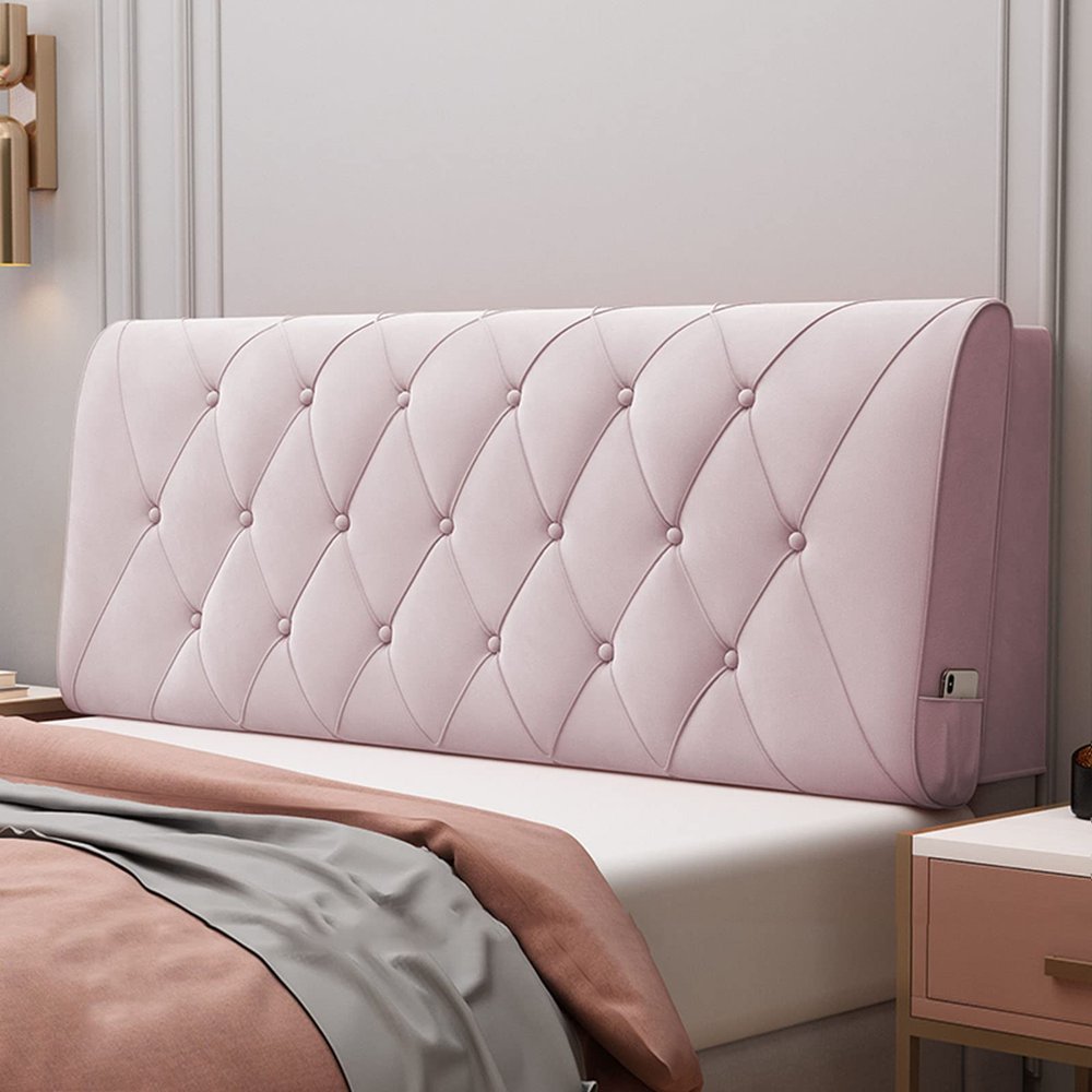 Headboard Bed Backrest Cushion Soft Fleece Lumbar Support Pillow Day Bed Bolster Anti-Collision Pillows Removable Cover for Dorm Bunk Bed Bench,C,No headboard King 79"