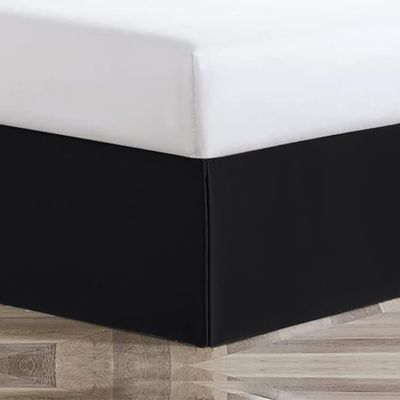 Black Box Pleat Bed Skirt King XL Cotton 600 Thread Count 14" Drop Premium Finish 78"X 84" Bed Skirt, Luxury Hotel Quality, Wrinkle Free, Decorative Split Corner Bed Ruffle (Black)