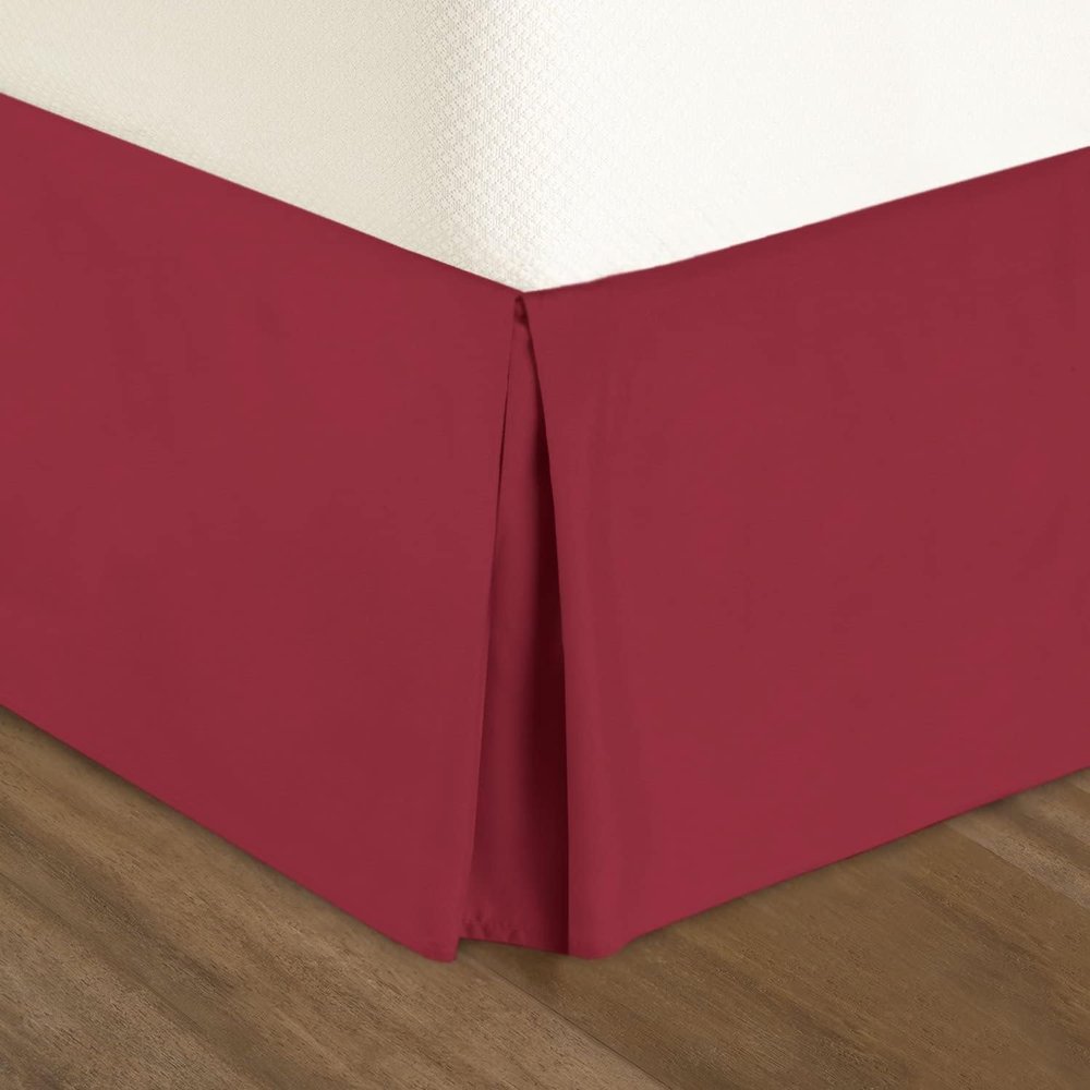 Burgundy Box Pleat Bed Skirt King XL Cotton 600 Thread Count 14" Drop Premium Finish 78"X 84" Bed Skirt, Luxury Hotel Quality, Wrinkle Free, Decorative Split Corner Bed Ruffle (Burgundy)