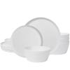 afcevnlb 12-Piece Plastic Dinnerware Set Plates and Bowls Sets Service for 4 Matte White Melamine Plates Unbreakable Plastic Outdoor Camping Dishes Decor Dishwasher Safe view 1