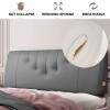 Wedge Headboard Backrest Reading Pillow Large Bolster Day Bed Pillow Lumbar Bedside Cushion Removable Headboard Cover for Bunk Bed Bench Dorm Full Size,A,with headboard 78.7"/200cm view 3