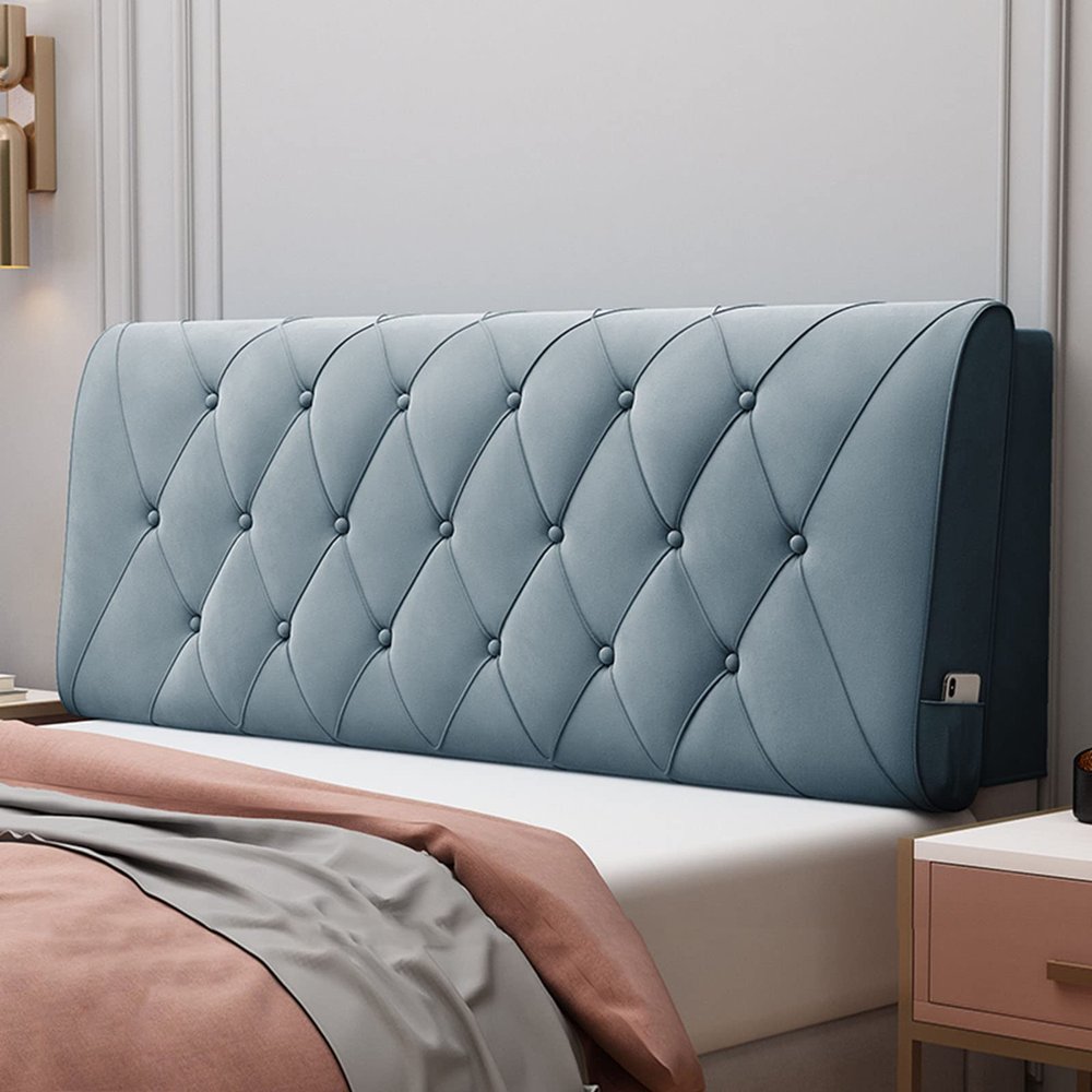Bed Rest Headboard Cushion Upholstered Large Backrest Reading Pillow Day Bed Bolster Fleece Wall Pillow Removable Headboards Cover for Dorm Bed Bench,D,No headboard King 79"