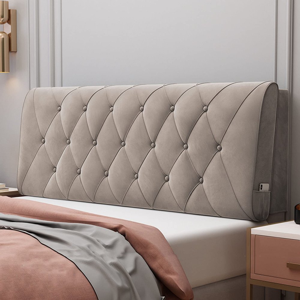 Bed Rest Headboard Cushion Upholstered Large Backrest Reading Pillow Day Bed Bolster Fleece Wall Pillow Removable Headboards Cover for Dorm Bed Bench,C,No headboard Full 47.2"