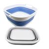 SAMMART 2 pcs Collapsible Tub Set (5.5L (1.4 Gallon) + 10L (2.4 Gallon)) - Dishpan - Foldable Washing Basin - Portable Dish Washing Tub - Space Saving Kitchen Storage Tray (Grey + Baby Blue) view 2