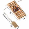 10 Pcs Premium Wine Bottle Gift Bags with Drawstring Cartoon Turkey Orange White Buffalo Check Print Reusable Wine Gift Bag for Christmas, Wedding, Birthday,Holiday Party, Housewarming, Home Storage view 3