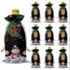 10 Pcs Premium Wine Bottle Gift Bags with Drawstring Merry Christmas Snowman Winter Holiday Xmas Tree Robin Reusable Wine Gift Bag for Christmas, Wedding,Holiday Party, Housewarming, Home Storage view 1