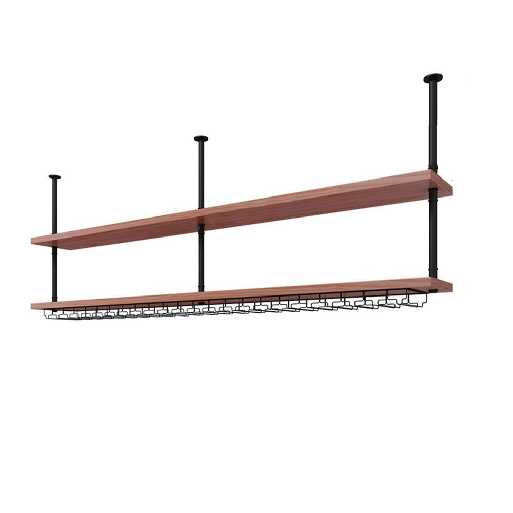 APUM Hanging Wine Glass Rack-Wine Rack Ceiling Shelf Floating Shelves Wall Mounted Storage Shelf Hanging Wall Shelves with Brackets Rustic Shelf