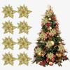 15 PCS Gold Poinsettia Flower Artificial Glitter Poinsettia Christmas Ornaments Christmas Tree Flower Decorations DIY Xmas Wreath Holiday Party Decor Home Front Door Decorations Wedding Decorations view 2