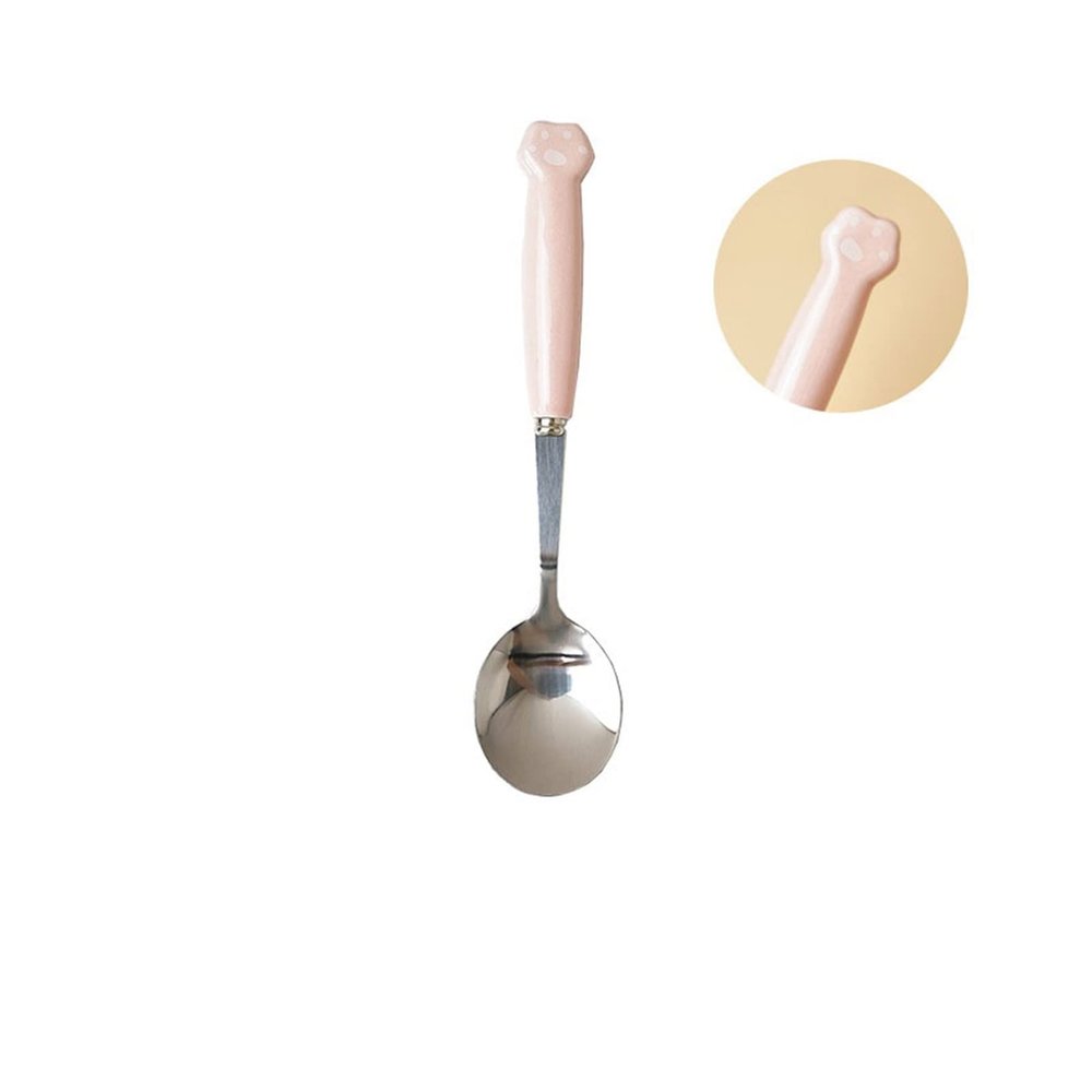 Bulk Spoons Set 304 Stainless Steel Spoon Children's Long Handle Western Food Spoon Cute Spoon Spoons for Eating (Color : 2)