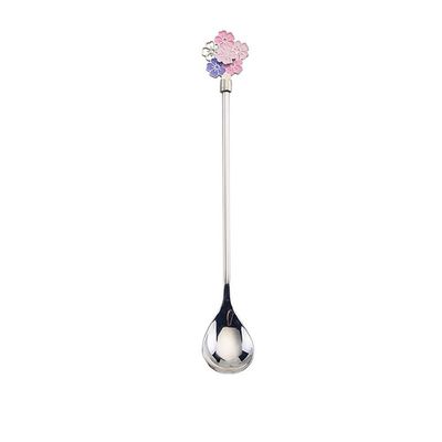 Bulk Spoons Set Elegant Blossom Relief Decor Stainless Steel Spoon Home Dessert Spoon Drift Spoon Long Handle Spoon Spoons for Eating (Quantity : 6)