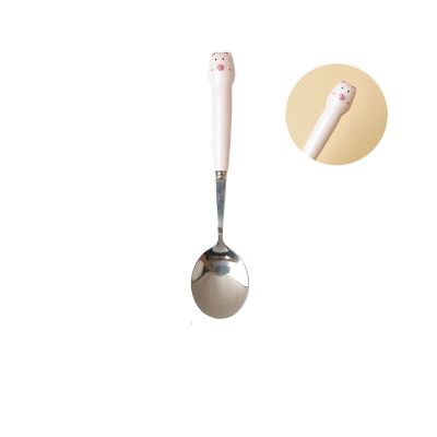 Bulk Spoons Set 304 Stainless Steel Spoon Children's Long Handle Western Food Spoon Cute Spoon Spoons for Eating (Color : 1)