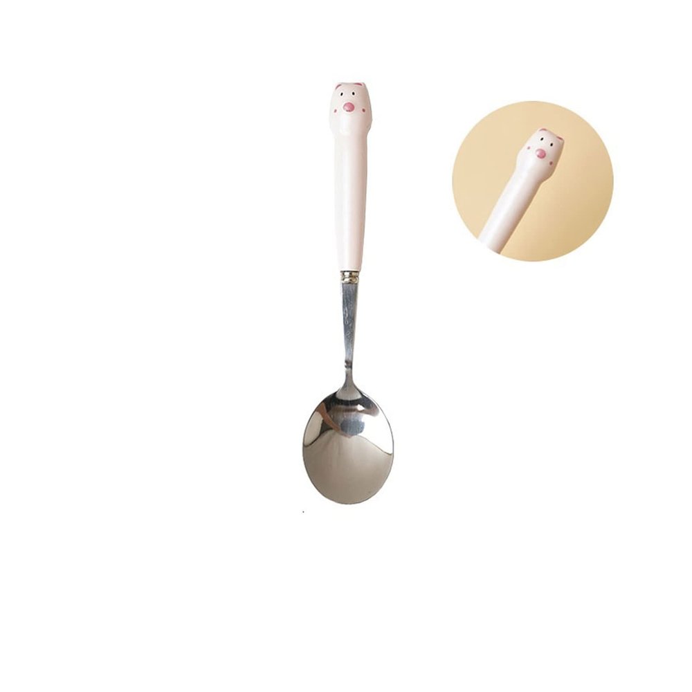 Bulk Spoons Set 304 Stainless Steel Spoon Children's Long Handle Western Food Spoon Cute Spoon Spoons for Eating (Color : 1)