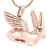 SHEIL Angel Wing Rabbit Urn Pendant for Ashes - Loss of Pet Stainless Steel Cremation Jewelry Memorial Locket Pendant view 1