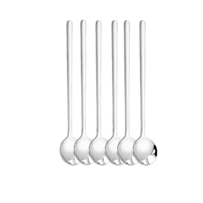 Bulk Spoons Set Stainless Steel Long-handled Spoon Golden Coffee Spoon Stirring Small Spoon Dessert Spoon Spoon Spoons for Eating (Color : Silver, Size : 6 pcs)