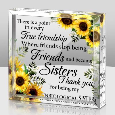 Spiareal Friends Gifts for Women Friendship Graduation Plaque Best Flower Sister Birthday Bestie Thank You Gift for Teacher Mom Female Acrylic Friendship(Elegant Style)