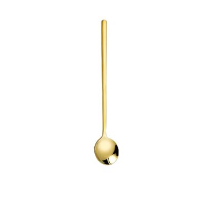 Bulk Spoons Set Stainless Steel Long-handled Spoon Golden Coffee Spoon Stirring Small Spoon Dessert Spoon Spoon Spoons for Eating (Color : Gold, Size : 1 pc)