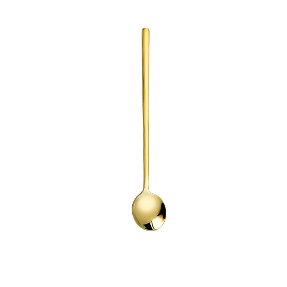Bulk Spoons Set Stainless Steel Long-handled Spoon Golden Coffee Spoon Stirring Small Spoon Dessert Spoon Spoon Spoons for Eating (Color : Gold, Size : 1 pc)