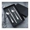 Bulk Spoons Set 304 Stainless Steel Spoon Round Head Small Spoon Chinese Chopsticks Four-piece Set Gift Box Spoons for Eating (Color : Silver) view 1