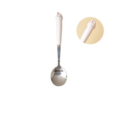 Bulk Spoons Set 304 Stainless Steel Spoon Children's Long Handle Western Food Spoon Cute Spoon Spoons for Eating (Color : 6)