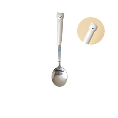 Bulk Spoons Set 304 Stainless Steel Spoon Children's Long Handle Western Food Spoon Cute Spoon Spoons for Eating (Color : 5)