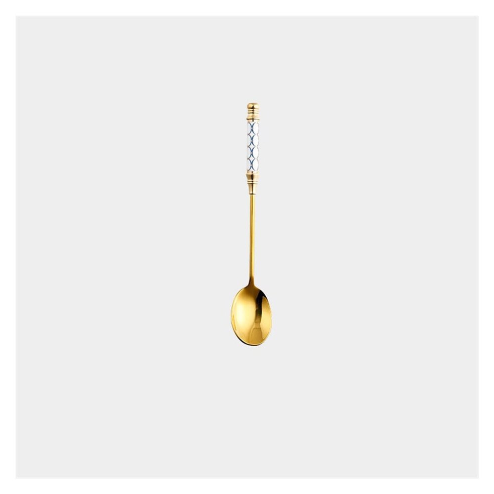 Bulk Spoons Set Dessert Coffee Scoop 304 Stainless Steel Golden Home Ice Cream Cute Delicate Ceramic Stirring Spoon Spoons for Eating (Color : F)