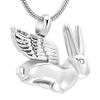 SHEIL Angel Wing Rabbit Urn Pendant for Ashes - Loss of Pet Stainless Steel Cremation Jewelry Memorial Locket Pendant view 1