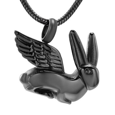 SHEIL Angel Wing Rabbit Urn Pendant for Ashes - Loss of Pet Stainless Steel Cremation Jewelry Memorial Locket Pendant