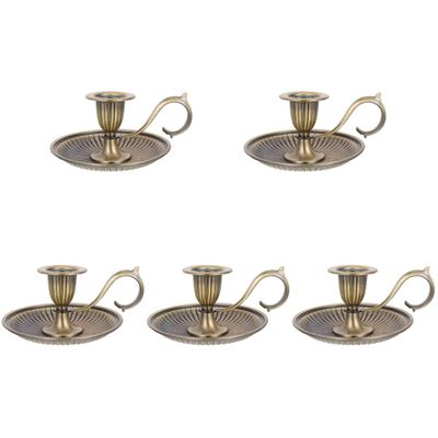 5pcs Style Vintage Essential Plates Holders European Halloween, Metal Holder Chamberstick Simple Holder, : Housewarming Candelabrum Christmas Light Farmhouse, Dining