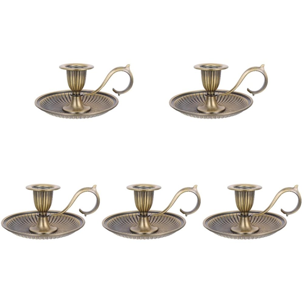 5pcs Style Vintage Essential Plates Holders European Halloween, Metal Holder Chamberstick Simple Holder, : Housewarming Candelabrum Christmas Light Farmhouse, Dining