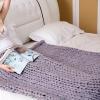 Bannr Blanket Queen Size Soft Warm Large Handmade Knitted Coarse Woolen Blanket Pretty Gift for Winter Bed Sofa Travel Pillows (Color : Purple, Size : 120x180cm(1.75kg)) view 2