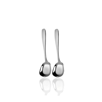 Bulk Spoons Set Stainless Steel Spoon Household Square Head Spoon Long Handle Flat Bottom Small Spoon Spoons for Eating (Size : Medium)