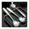 Bulk Spoons Set Stainless Steel Spoon Household Square Head Spoon Long Handle Flat Bottom Small Spoon Spoons for Eating (Size : Medium) view 4
