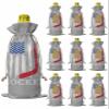 10 Pcs Premium Wine Bottle Gift Bags with Drawstring American Flag Sports Hockey on Grey Background Reusable Wine Gift Bag for Christmas, Wedding, Birthday,Holiday Party, Housewarming, Home Storage view 1