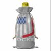 10 Pcs Premium Wine Bottle Gift Bags with Drawstring American Flag Sports Hockey on Grey Background Reusable Wine Gift Bag for Christmas, Wedding, Birthday,Holiday Party, Housewarming, Home Storage view 2
