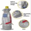 10 Pcs Premium Wine Bottle Gift Bags with Drawstring American Flag Sports Hockey on Grey Background Reusable Wine Gift Bag for Christmas, Wedding, Birthday,Holiday Party, Housewarming, Home Storage view 4