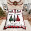 Manfei Xmas Tree Duvet Cover Set Full Size, Merry Christmas Comforter Cover with 2 Pillowcases, New Year Theme Plaid Print Bedding Set 3pcs for Kids Boys Girls Bedroom Decor,No Comforter view 1
