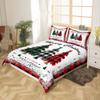 Manfei Xmas Tree Duvet Cover Set Full Size, Merry Christmas Comforter Cover with 2 Pillowcases, New Year Theme Plaid Print Bedding Set 3pcs for Kids Boys Girls Bedroom Decor,No Comforter view 2